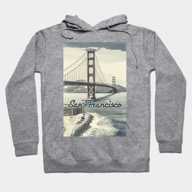 San Francisco Golden Gate Bridge ✪ Vintage style poster Hoodie by Naumovski